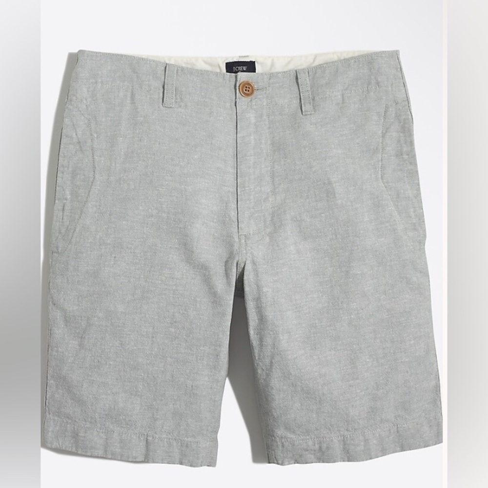J. Crew Linen Cotton Beach Short Gray Flat Front Shorts Lightweight Chino